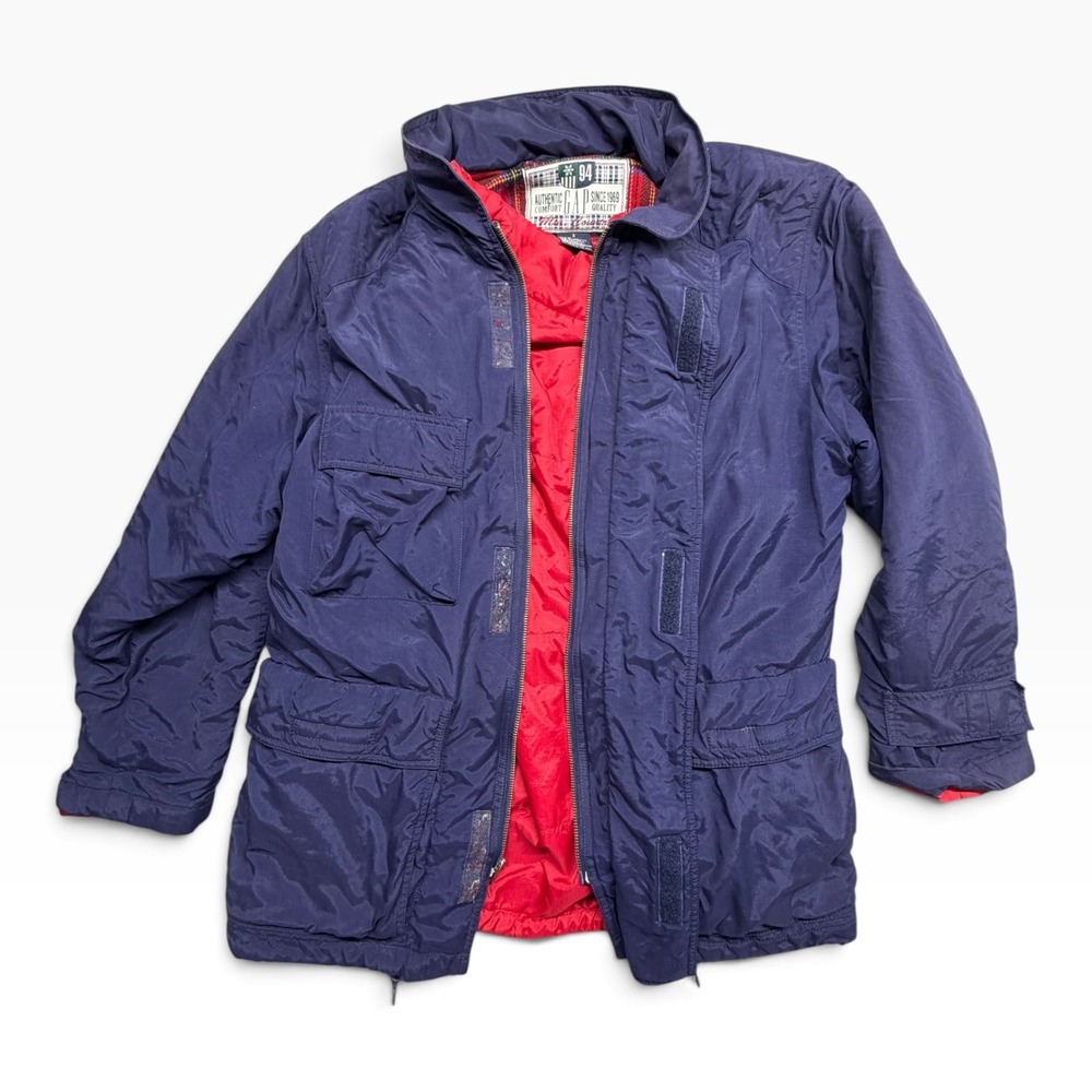 Vintage 1994 GAP Mountain Country Parka Jacket Navy Blue Red Vest Liner Small